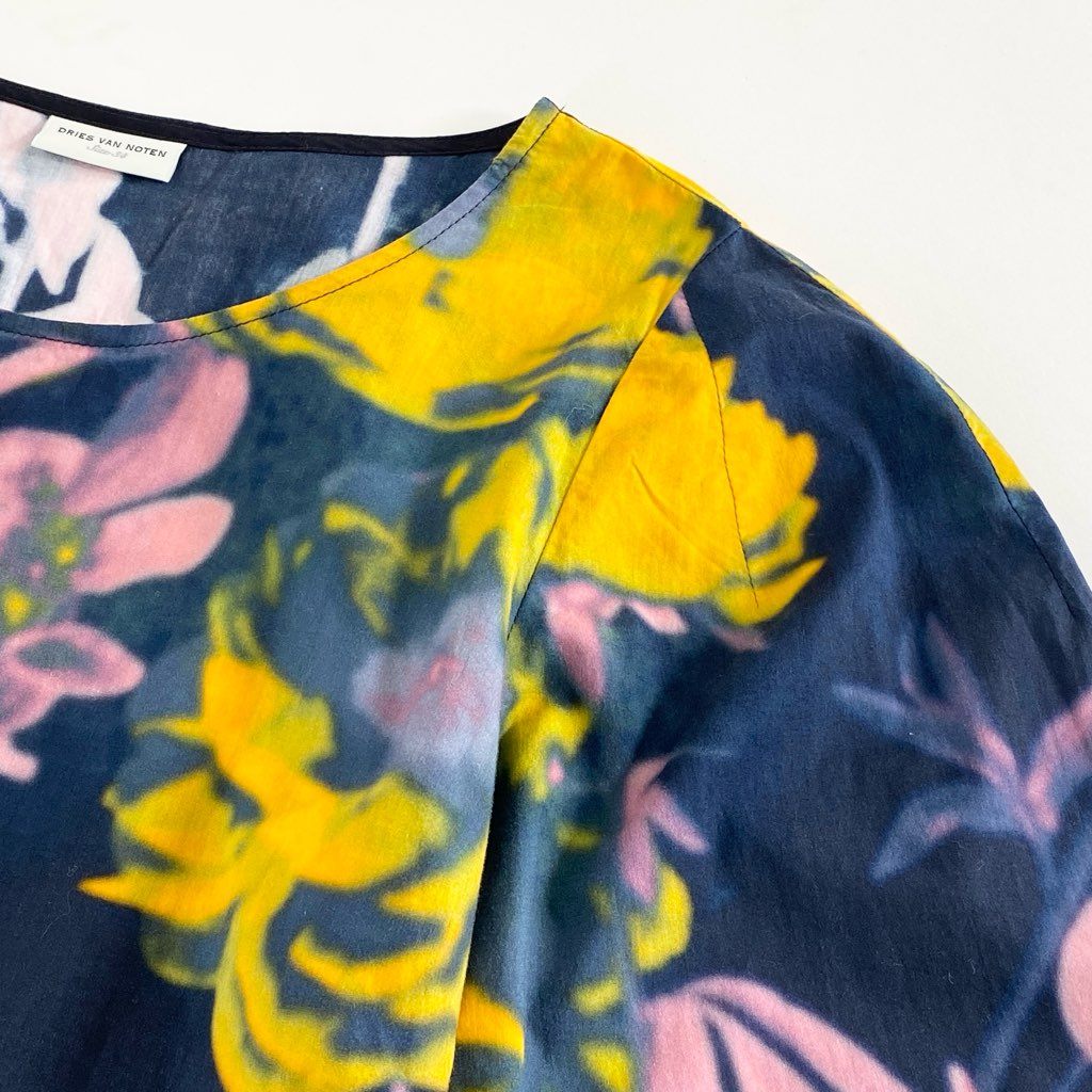 27f20 DRIES VAN NOTEN ドリスヴァンノッテン 長袖カットソー トップス ニュアンスフラワー 花柄プリント サイズ34 マルチカラー コットン100% レディース