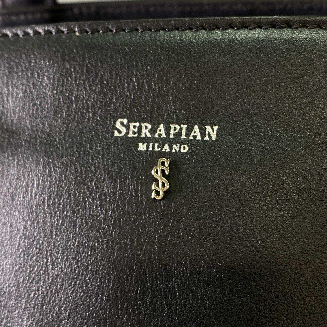 Hl10 定価¥129,249 SERAPIAN セラピアン 2WAY サイドストラップ トートバッグ ブラック レザー シルバー金具 カバン