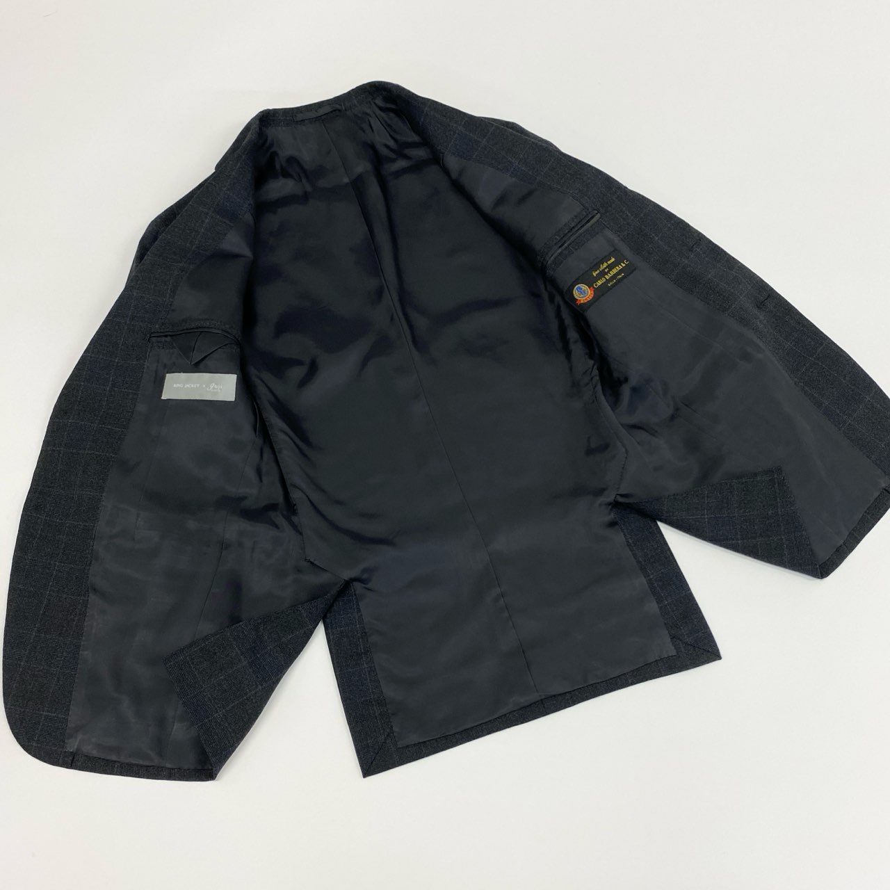 87f24 《美品》 RING JACKET リングヂャケット × guji グジ セットアップ スーツ 42 グレー Carlo Barbera カルロバルベラ フォーマル ビジネス