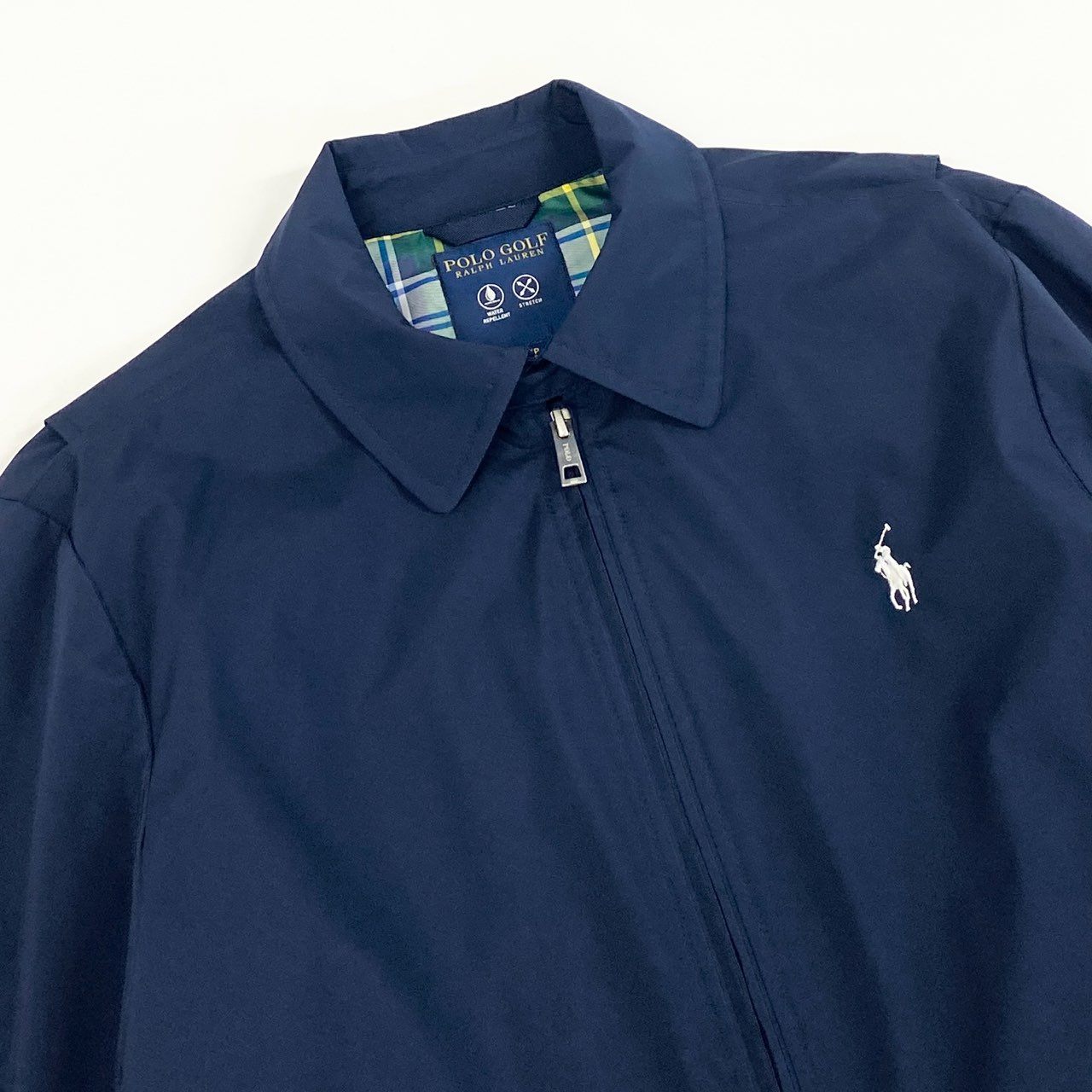 28f14 《美品》 POLO GOLF RALPH LAUREN ポロゴルフ ラルフローレン ブルゾン ジャケット ポニー刺繍 撥水 ストレート サイズXS ネイビー メンズ 紳士服 ゴルフウェア