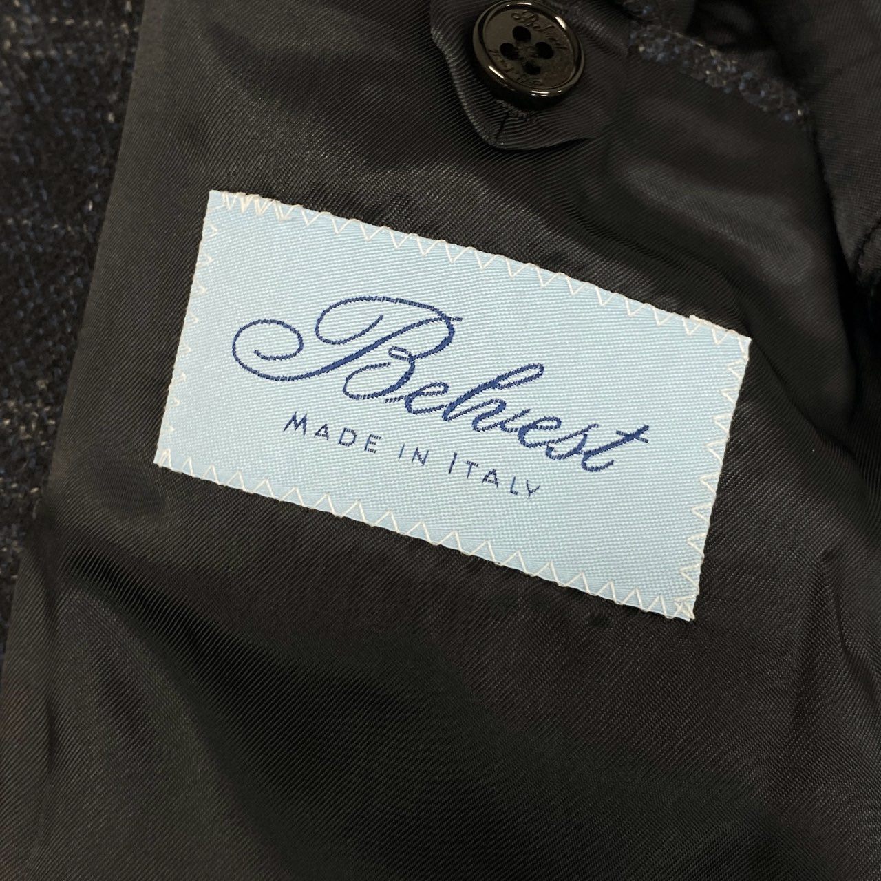 24l10 【極美品】イタリア製 Bevest ベルベスト アンコン仕立て タータンチェック ドレスジャケット テーラードジャケット ブレザー サイズ46 8D ネイビー メンズ 紳士 秋冬