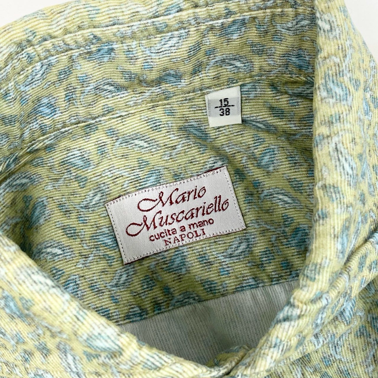34f19 Mario Muscariello マリオムスカリエッロ 長袖シャツ コーデュロイシャツ トップス メンズシャツ 総柄 柄シャツ 男性用 15/38 グリーン系 綿100%