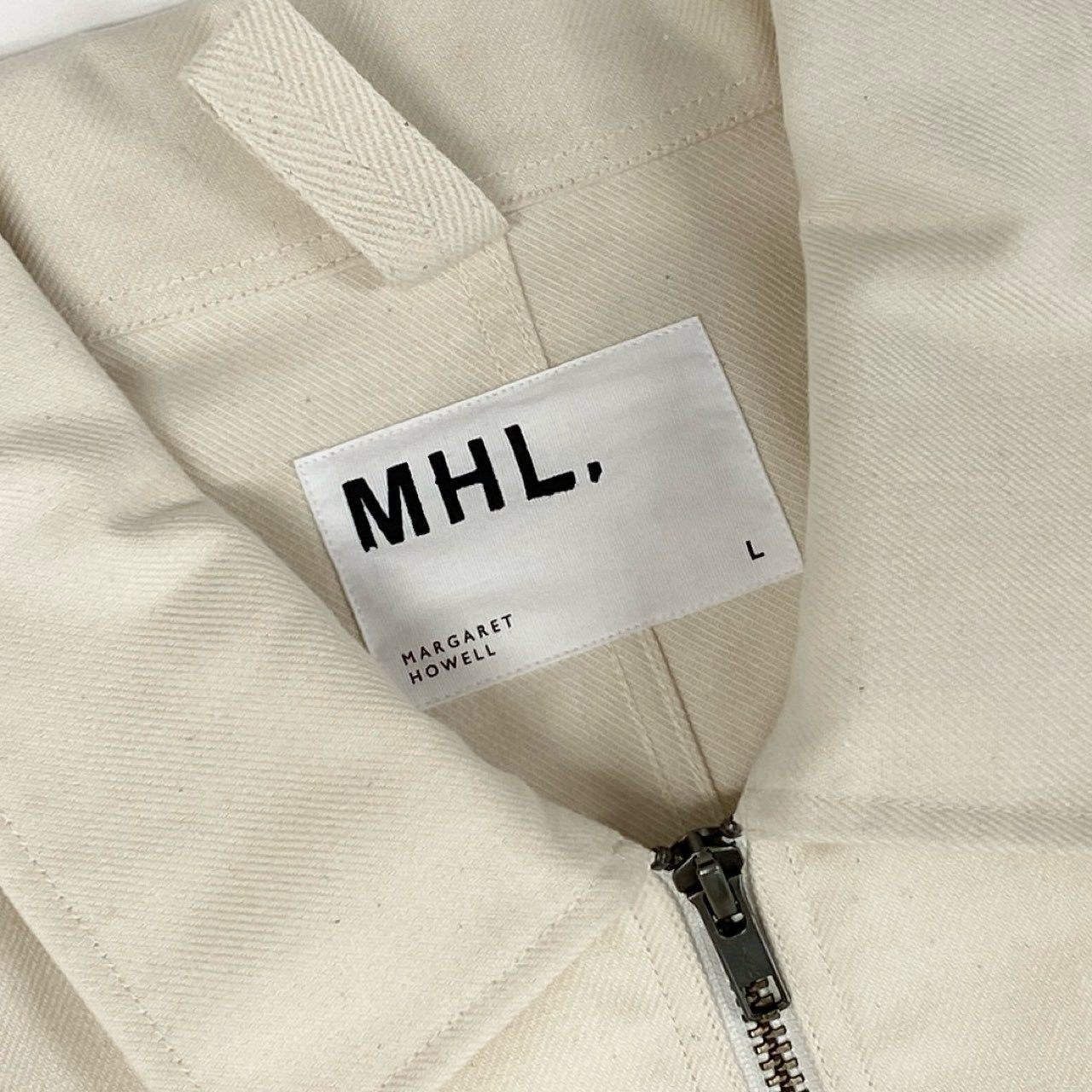 40h24 《極美品》MHL. MARGARET HOWELL エムエイチエル マーガレットハウエル コットンジャケット ブルゾン ジップアップジャケット 596-3225509 Lサイズ アイボリー メンズ 男性用k02i