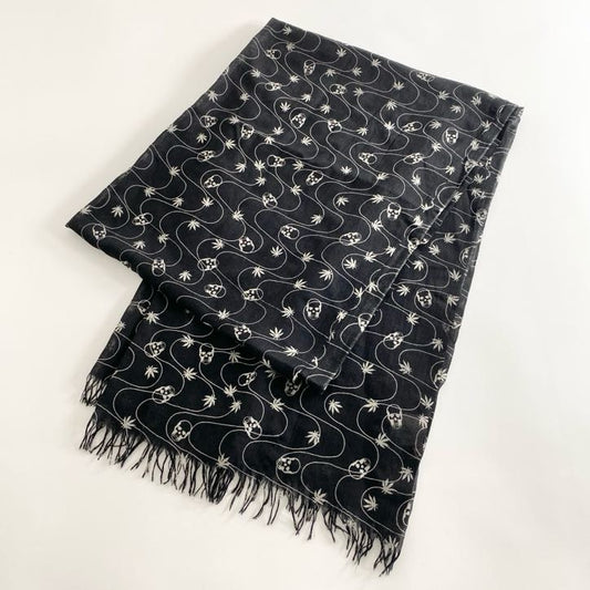 i26 Lucien Pellat-finet ルシアンぺラフィネ スカル ストール マフラー ブラック カシミヤ100% ユニセックス カシミヤストール