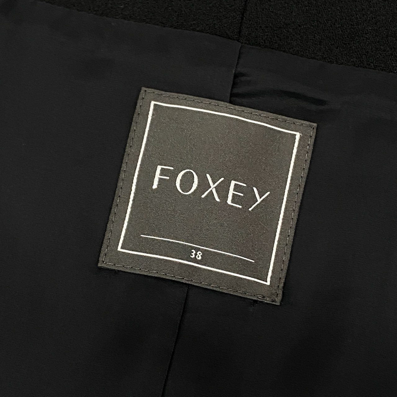 20k19 FOXEY フォクシー ジップウィング ブラックウール ノースリーブワンピース 秋冬ドレスワンピース サイズ38 ブラック レディース 女性用