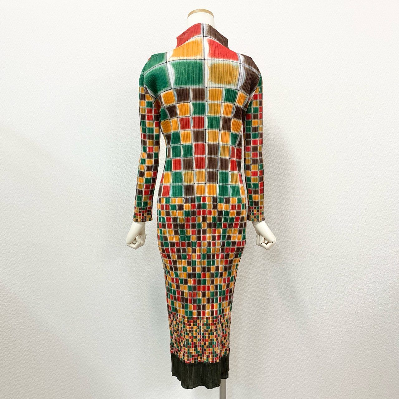 3a27 PLEATS PLEASE プリーツプリーズ ブロックチェック プリーツワンピース 2 マルチカラー ISSEY MIYAKE イッセイミヤケ ドレス 日本製