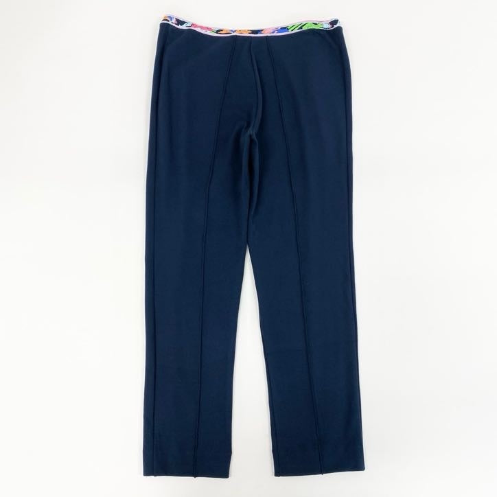 80g23 LEONARD レオナール ボトムス パンツ ストレッチ イタリア製 ウエストゴム◎ テーパードパンツ レディース 女性用 0493912 38 ネイビー