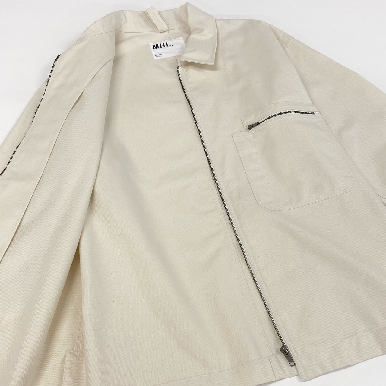 40h24 《極美品》MHL. MARGARET HOWELL エムエイチエル マーガレットハウエル コットンジャケット ブルゾン ジップアップジャケット 596-3225509 Lサイズ アイボリー メンズ 男性用k02i