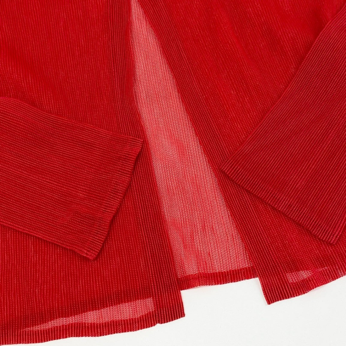 11f12 PLEATS PLEASE プリーツプリーズ 変形カーディガン ボレロカーディガン メッシュ生地 PP11-F0694 サイズ3 レッド ポリエステル100% レディース 日本製
