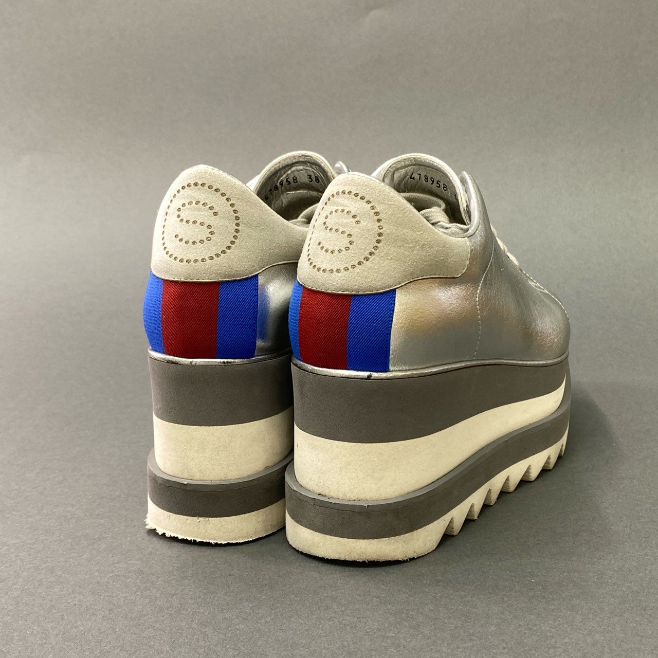 3l19 STELLA McCARTNEY ステラマッカートニー SNEAK ELYSE スニークエリス 厚底 スニーカー 38 シルバー イタリア製 シューズ