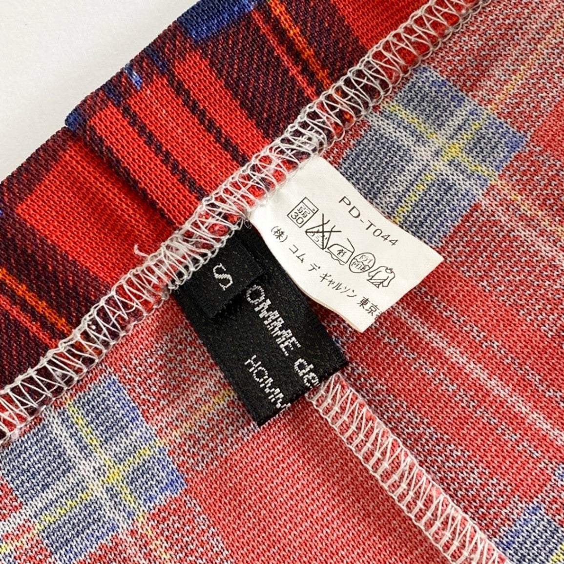 62i12 COMME des GARCONS HOMME PLUS コムデギャルソンオムプリュス チェック柄 プリント タイツ ボトムス PD-T044 S レッド マルチカラー
