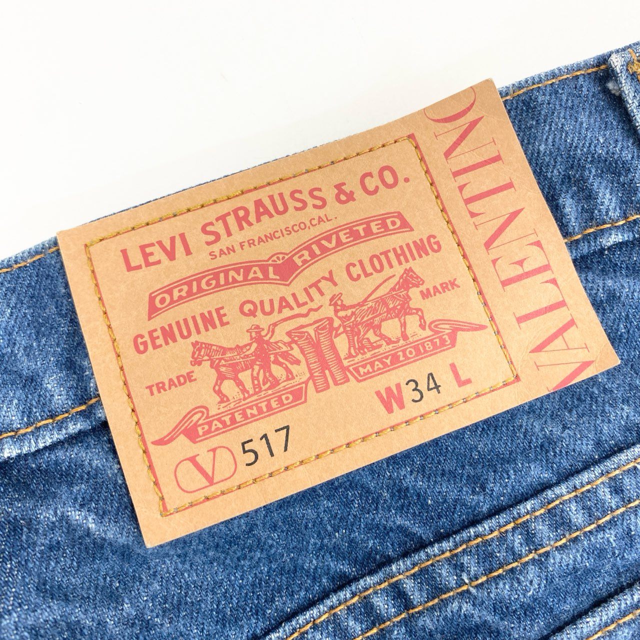 44h26 VALENTINO LEVI’S ヴァレンティノ リーバイス コラボ 517 デニムパンツ ジーンズ ボトムス 世界517本限定 W34 インディゴブルー コットン メンズo07t