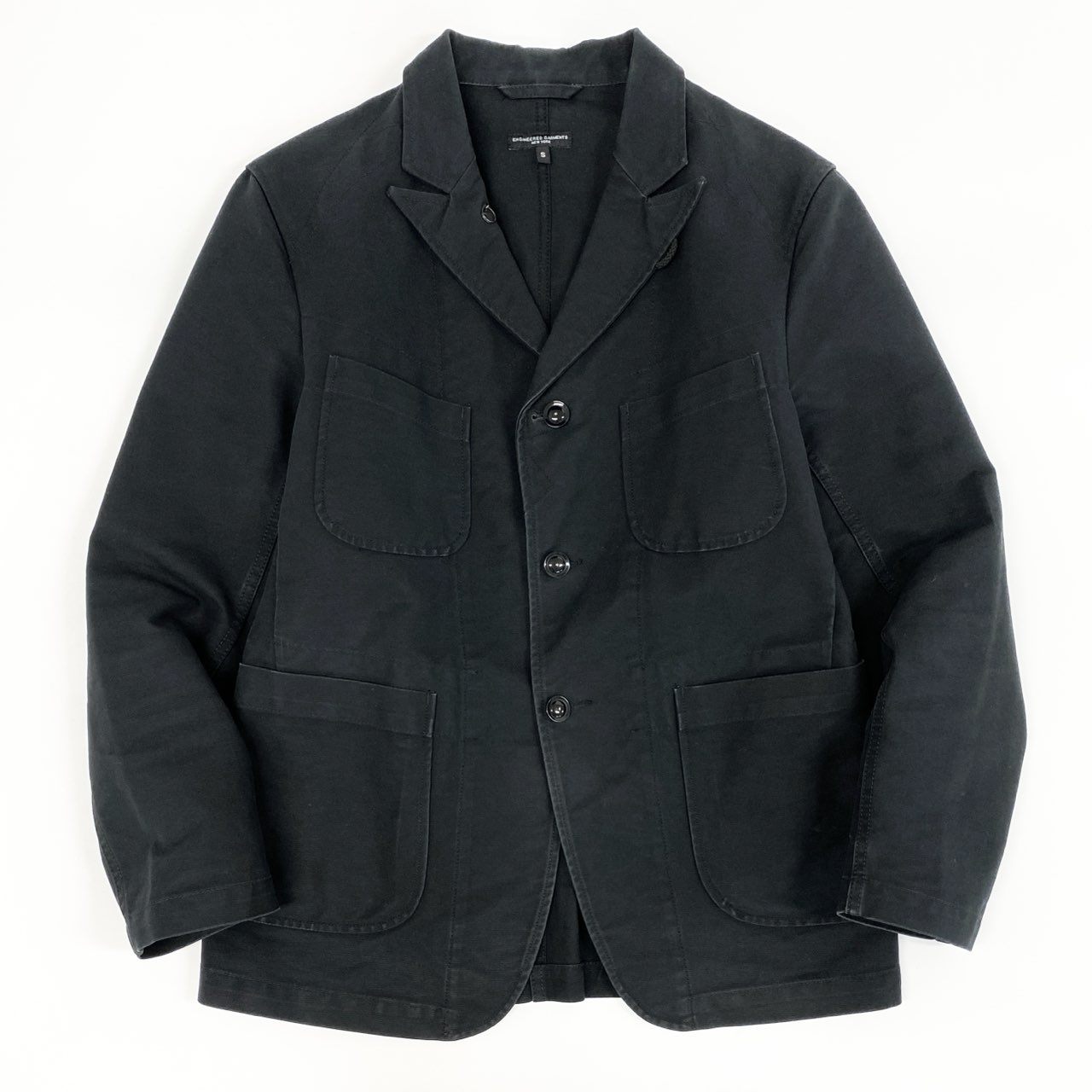 25f14 ENGINEERED GARMENTS エンジニアドガーメンツ テーラードジャケット シングルジャケット USA製 コットンジャケット メンズ 男性用 S ブラック 綿100%