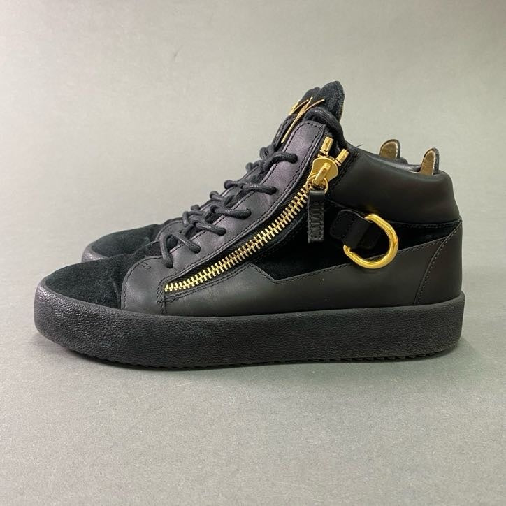 3d3 Giuseppe Zanotti ジュゼッペ ザノッティ ミドルカット スニーカー 41 / 26cm ブラック レザー シューズ KRISS COBY