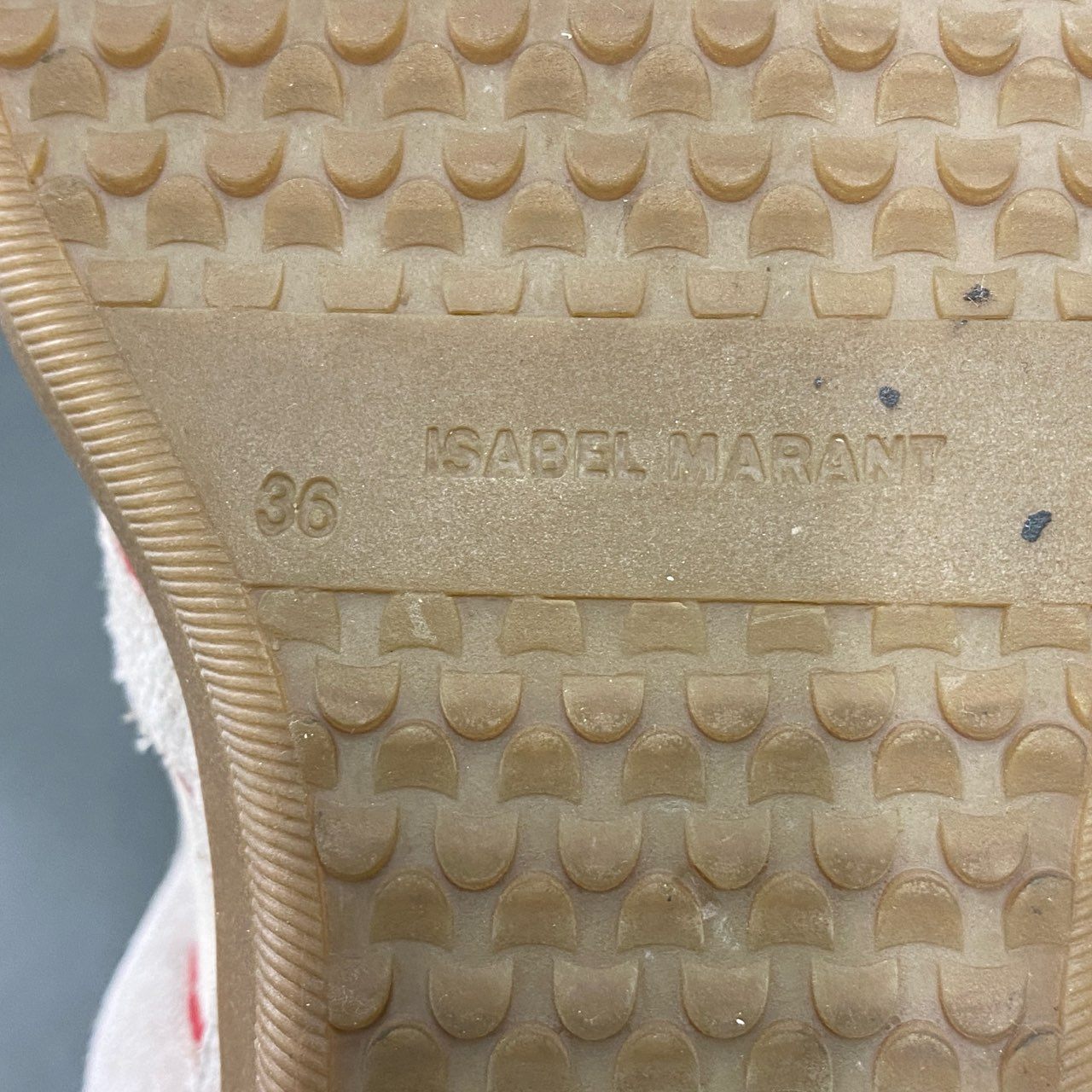 7c11 ISABEL MARANT イザベルマラン スエードレザー インヒール ハイカットスニーカー 36 グレージュ レッド スウェード ベルクロ シューズ