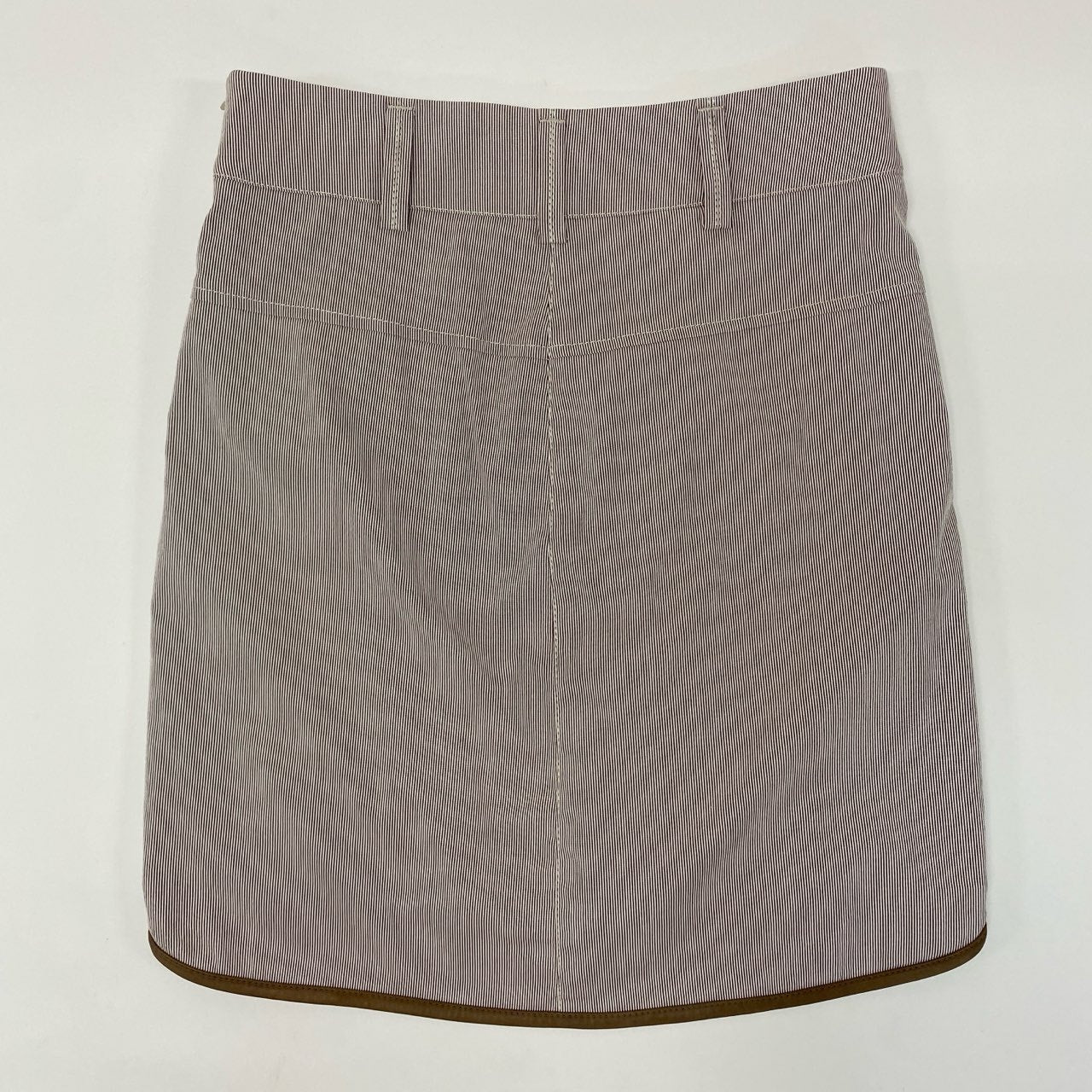 23i17 BRUNELLO CUCINELLI ブルネロクチネリ レザーパイピング フレアスカート ミニスカート 台形スカート サイズ38 アイボリー系 コットン レディース イタリア製u02t