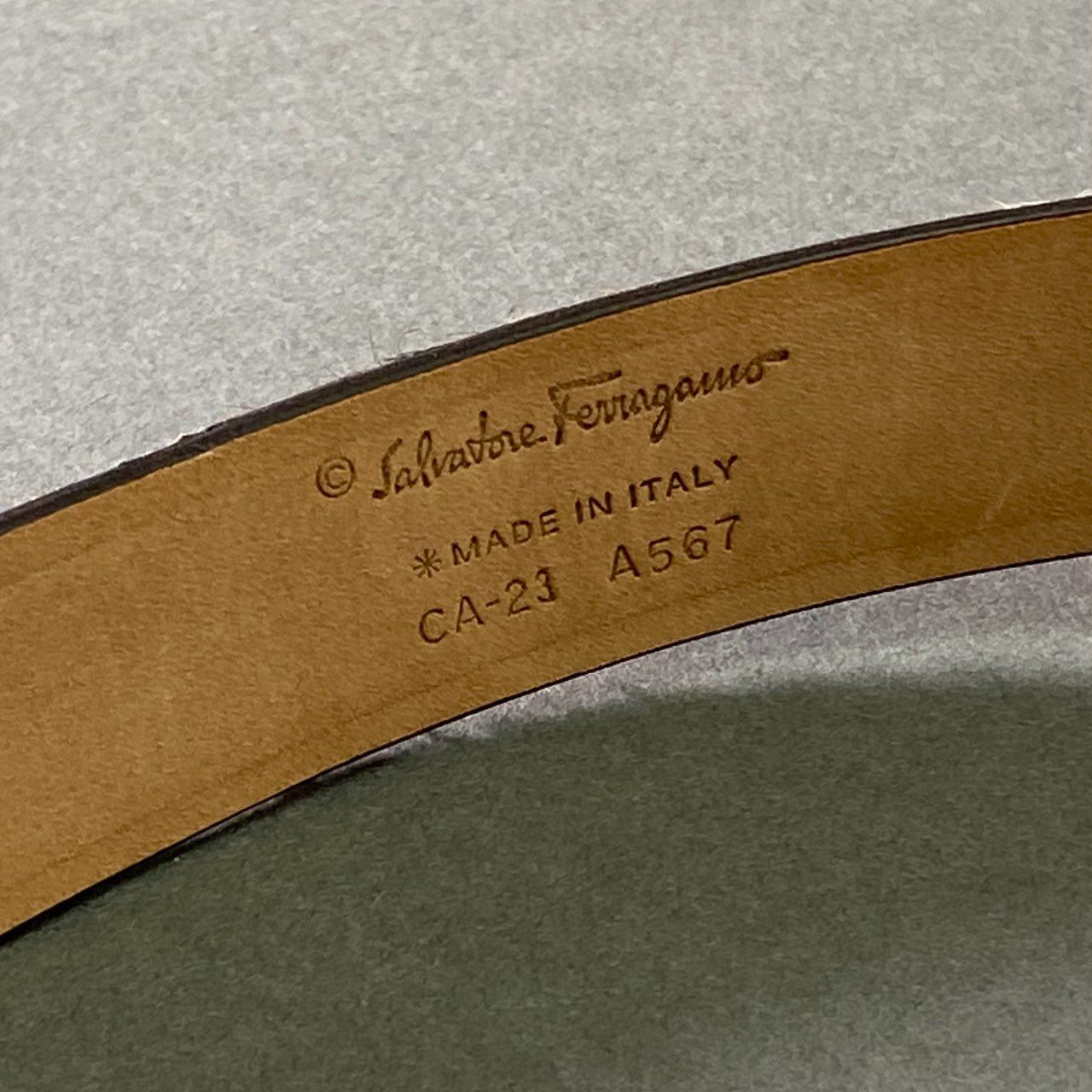a17 Salvatore Ferragamo サルヴァトーレ フェラガモ ガンチーニ ハラコ レオパード レザーベルト ブラウン Leather イタリア製 ゴールド金具