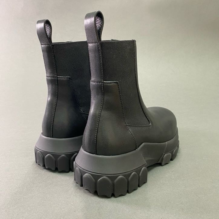 2d9 《美品》 Rick Owens リックオウエンス 24SS BEATLE BOZO TRACTOR ビートル ボゾ トラクター サイドゴアブーツ 35 ブラック レザー 箱 保存袋付き RP01B4881