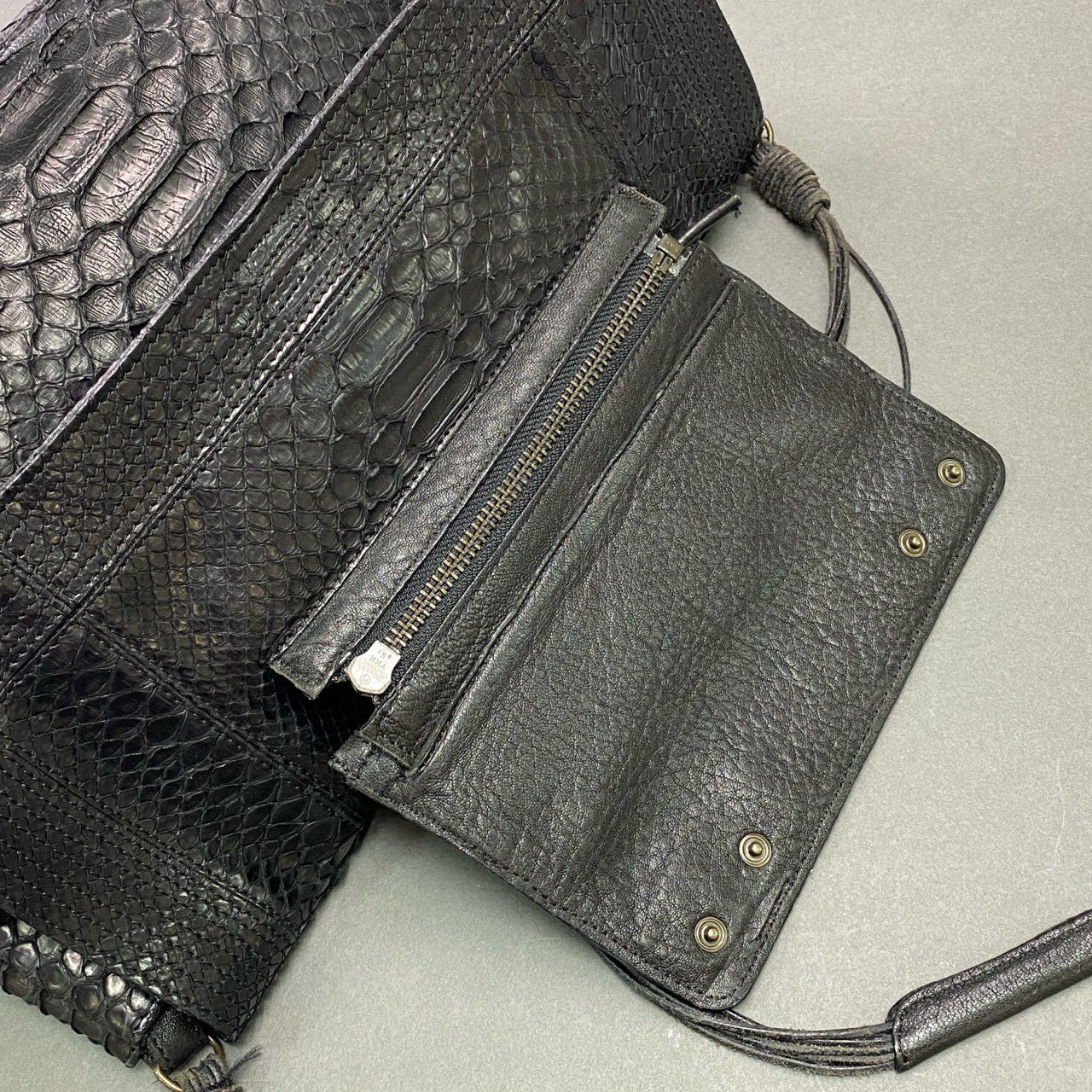 Cc21 JEROME DREYFUSS ジェローム ドレイフェス 00s Y2K パイソンレザー ショルダーバッグ ブラック Leather Japanese Label Vintage ヴィンテージ カバン