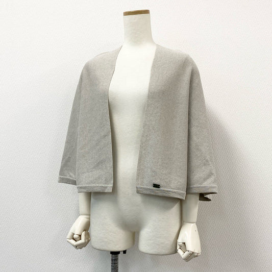 4c28 【美品】 FOXEY フォクシー カボション ケープ タグ付き 春夏生地 ニットカーディガン 羽織り ボレロニット 2way 42616 F ナチュラル