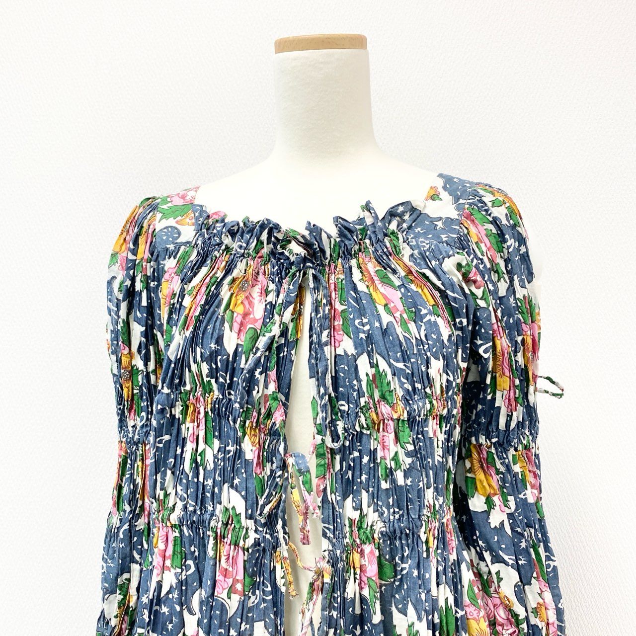 55h28 Vivienne Westwood ヴィヴィアンウエストウッド 花柄ワンピース フレアワンピース レースアップ スクエアネック vintage イタリア製 40サイズ マルチカラー レディース 女性用k02i