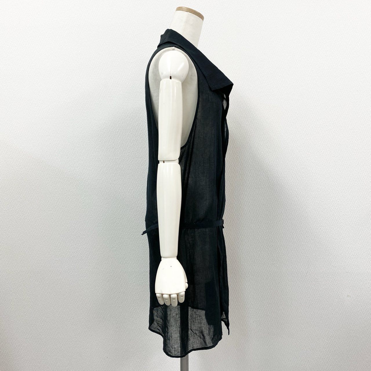 50l6 Y's Red Label ワイズ レッドレーベル 日本製 ロング ジレベスト 羽織 総リネン YD-D55-362 2 ブラック 麻100%