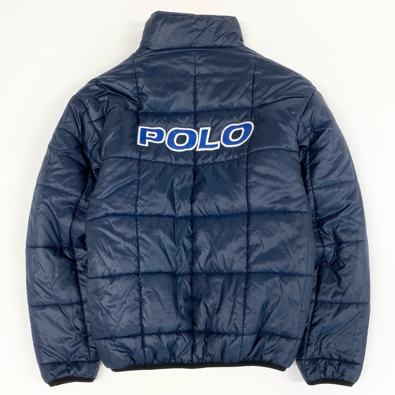3a27 POLO RALPH LAUREN ポロラルフローレン 90’s リバーシブル ハーフジップ 中綿ジャケット L イエロー ネイビー アノラック Vintage ヴィンテージ 冬