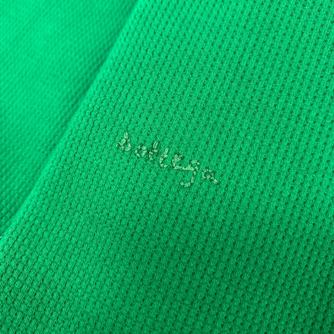 59h28 《未使用品》 タグ付 BOTTEGA VENETA ボッテガヴェネタ ワッフルジャージーサーマル長袖カットソー プルオーバー トップス イタリア製 649056 XSサイズ グリーン コットン メンズo07t