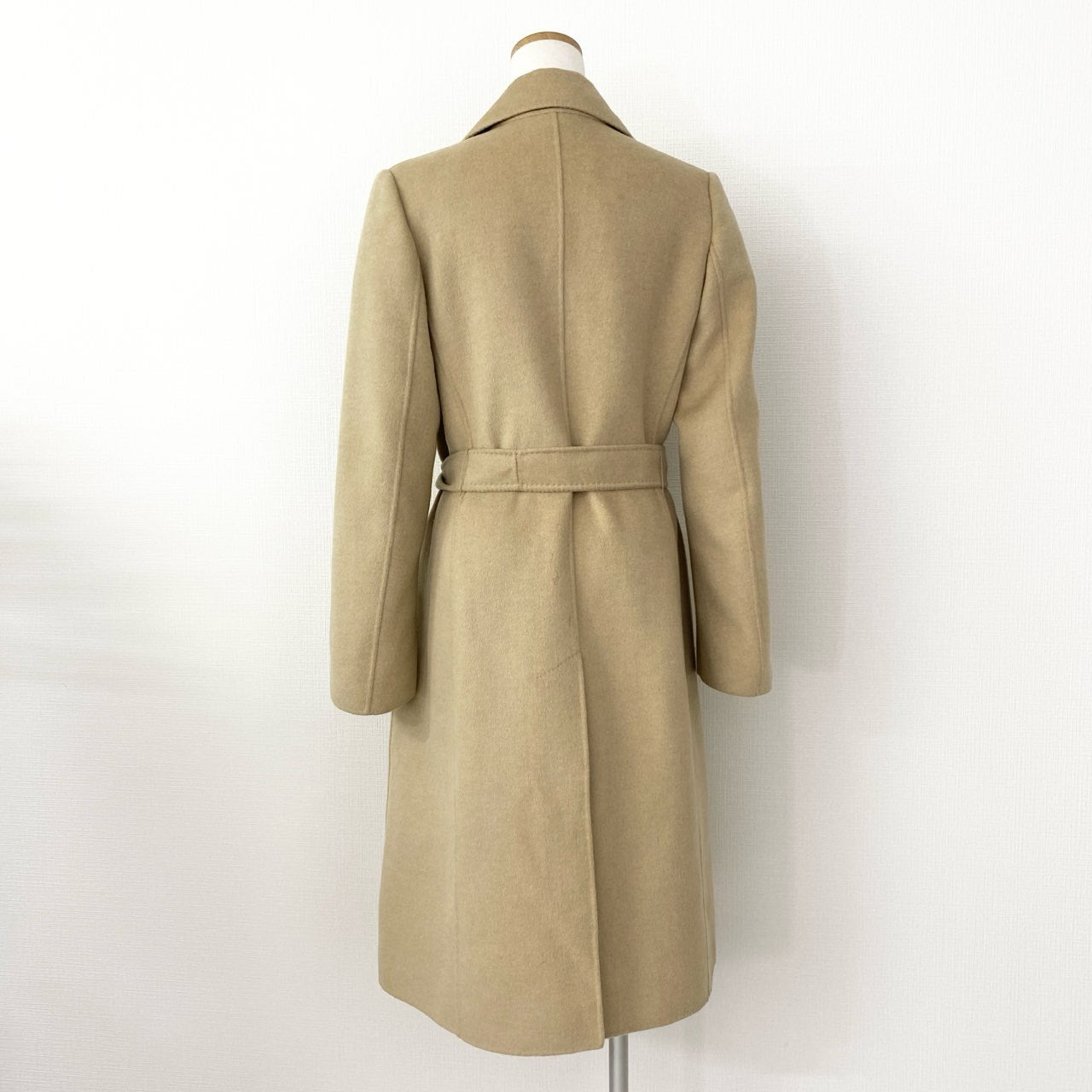 34d22 Max Mara マックスマーラ クチートアマーノ ベルテッドコート ロングコート 60160179 サイズ40 ベージュ アンゴラウール レディース