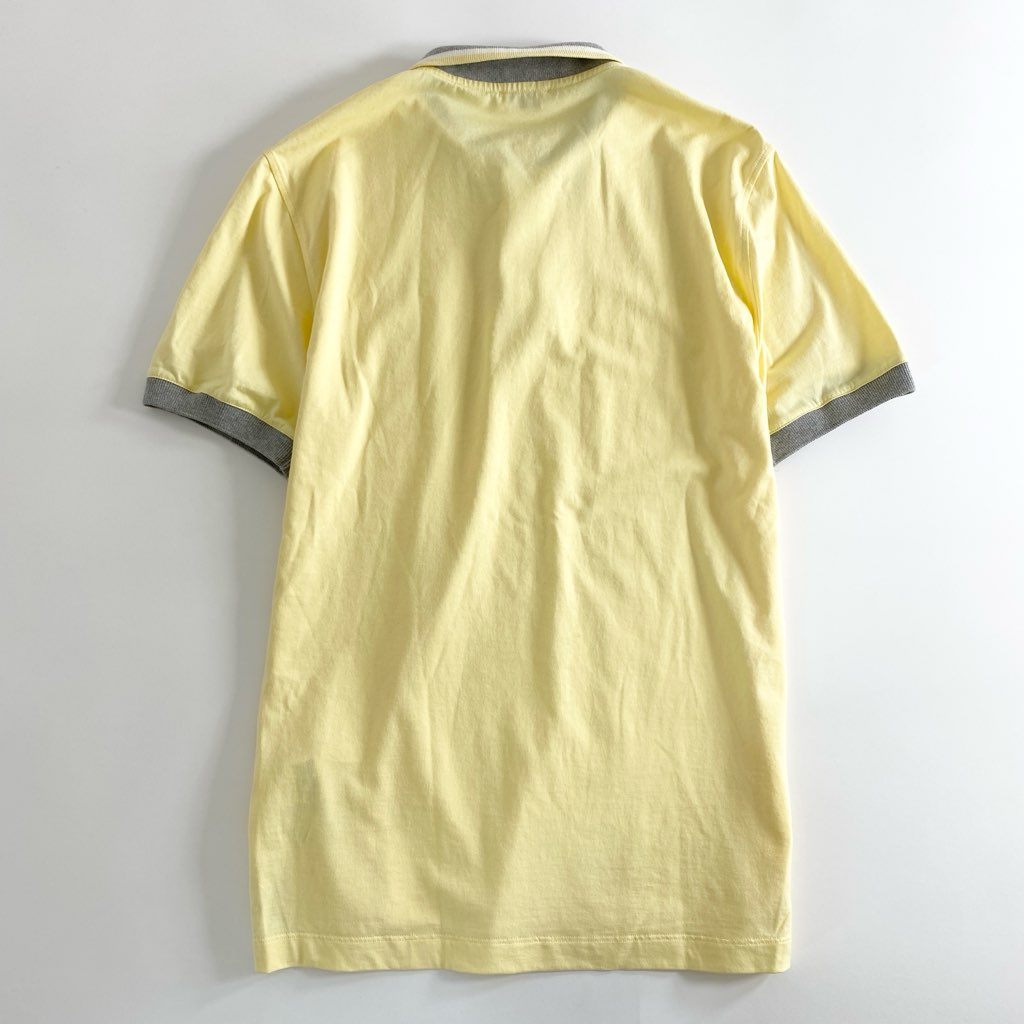 2d10 【美品】 イタリア製 BRUNELLO CUCINELLI ブルネロクチネリ コットン100% 半袖ポロシャツ M イエロー メンズ 紳士服 春夏