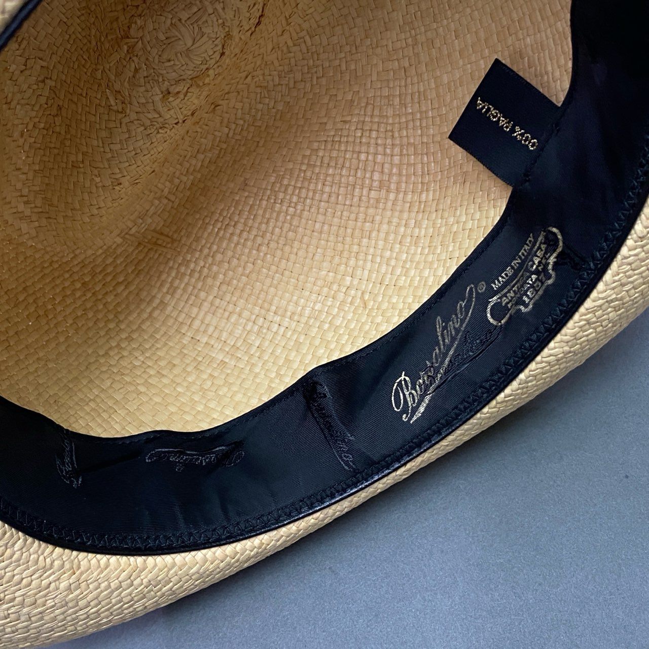 a27 《美品》 Borsalino ボルサリーノ Panama Hat パナマハット 59 ベージュ 藁100% 麦わら帽子 イタリア製