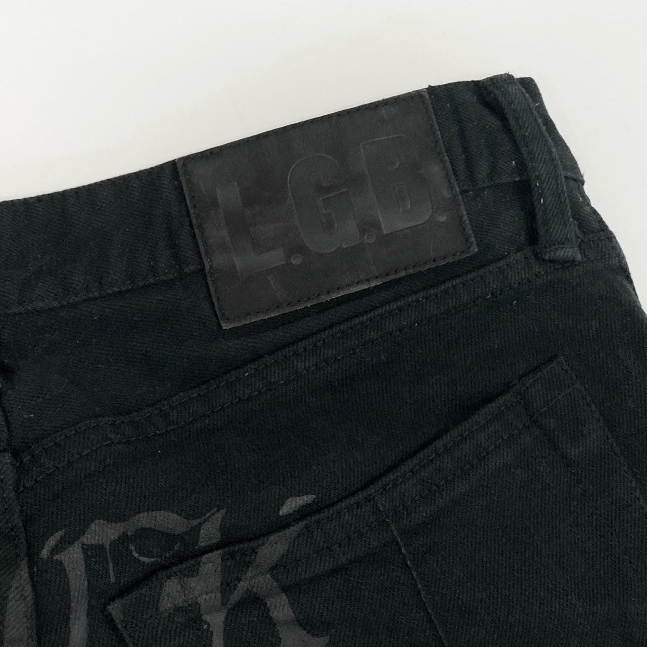 62g24 L.G.B. エルジービー ルグランブルー Y2K ボンテージパンツ パラシュートパンツ デニム サイズ25 ブラック_