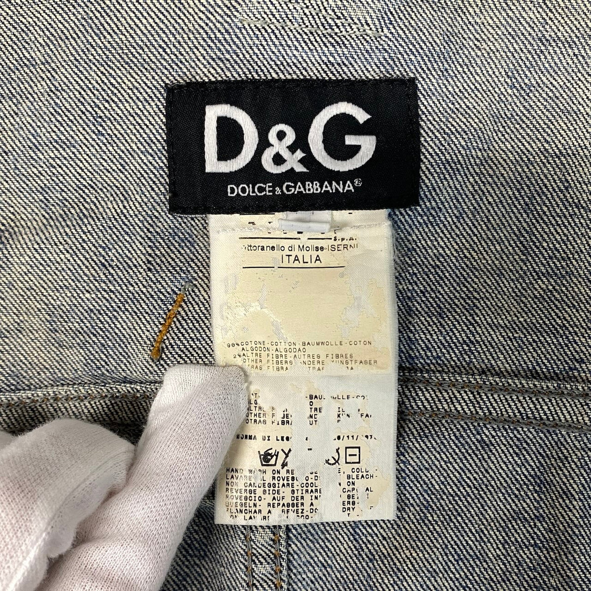 j29 D&G DOLCE&GABBANA 00's デニムジャケット ロゴステッチ アウター Sサイズ インディゴ メンズ 男性用u02t