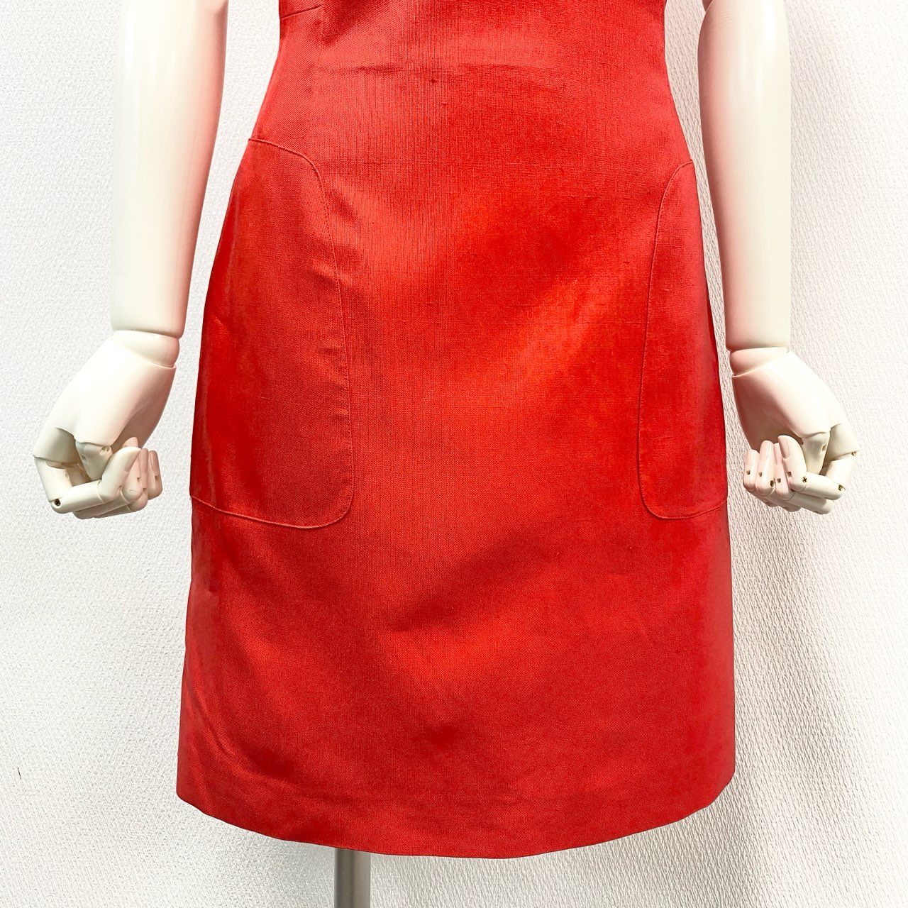 80j17 GiAMBATTISTA VALLi ジャンバティスタバリ 定価¥217.000 イタリア製 フレンチスリーブ ワンピース 膝上 パーティー 背中あき◎ レディース 女性用 40 レッド シルク100u02t