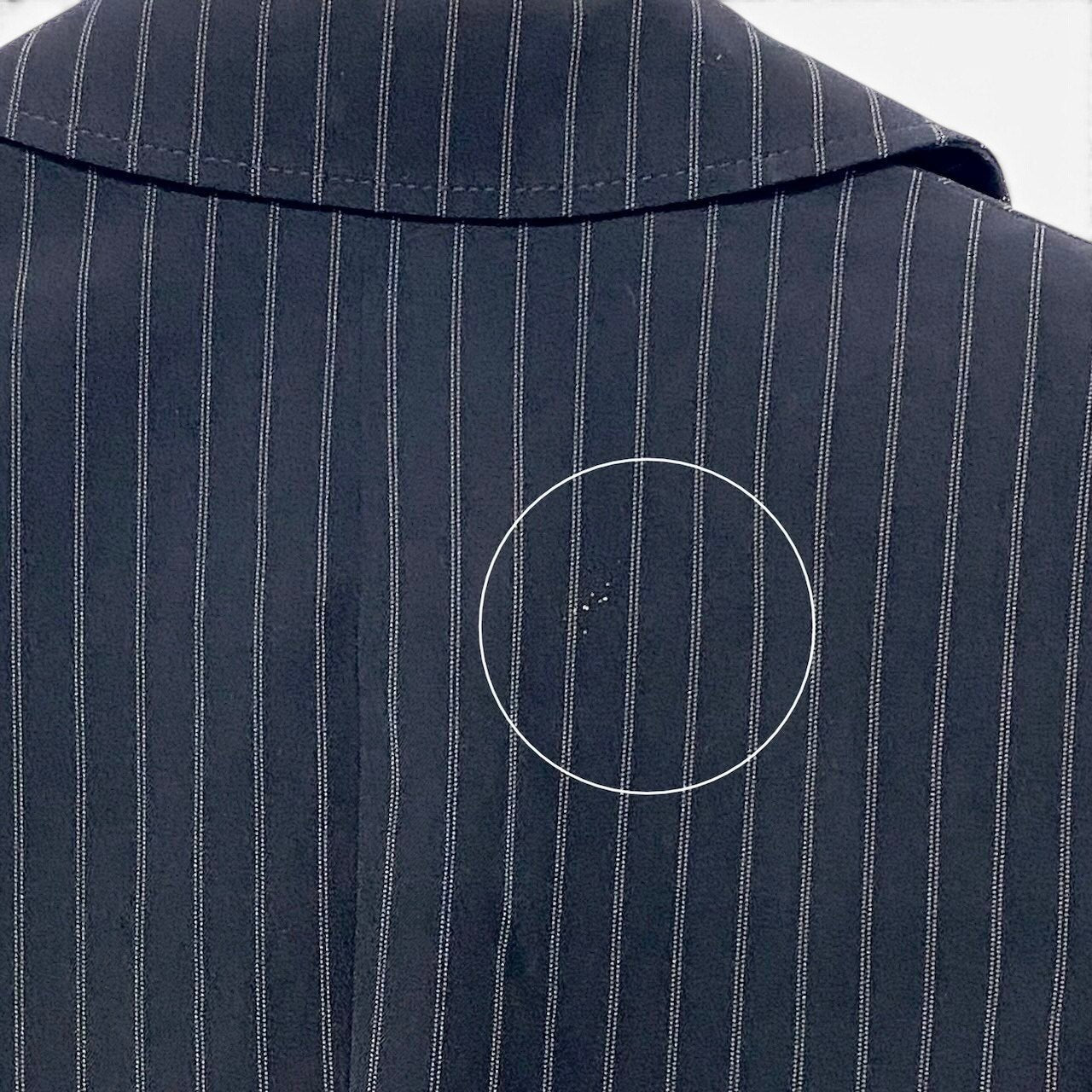 48i1 EMPORIO ARMANI エンポリオアルマーニ バックベルト テーラードジャケット ダブルブレスト ストライプ柄 ネイビー レディース 女性用u02t