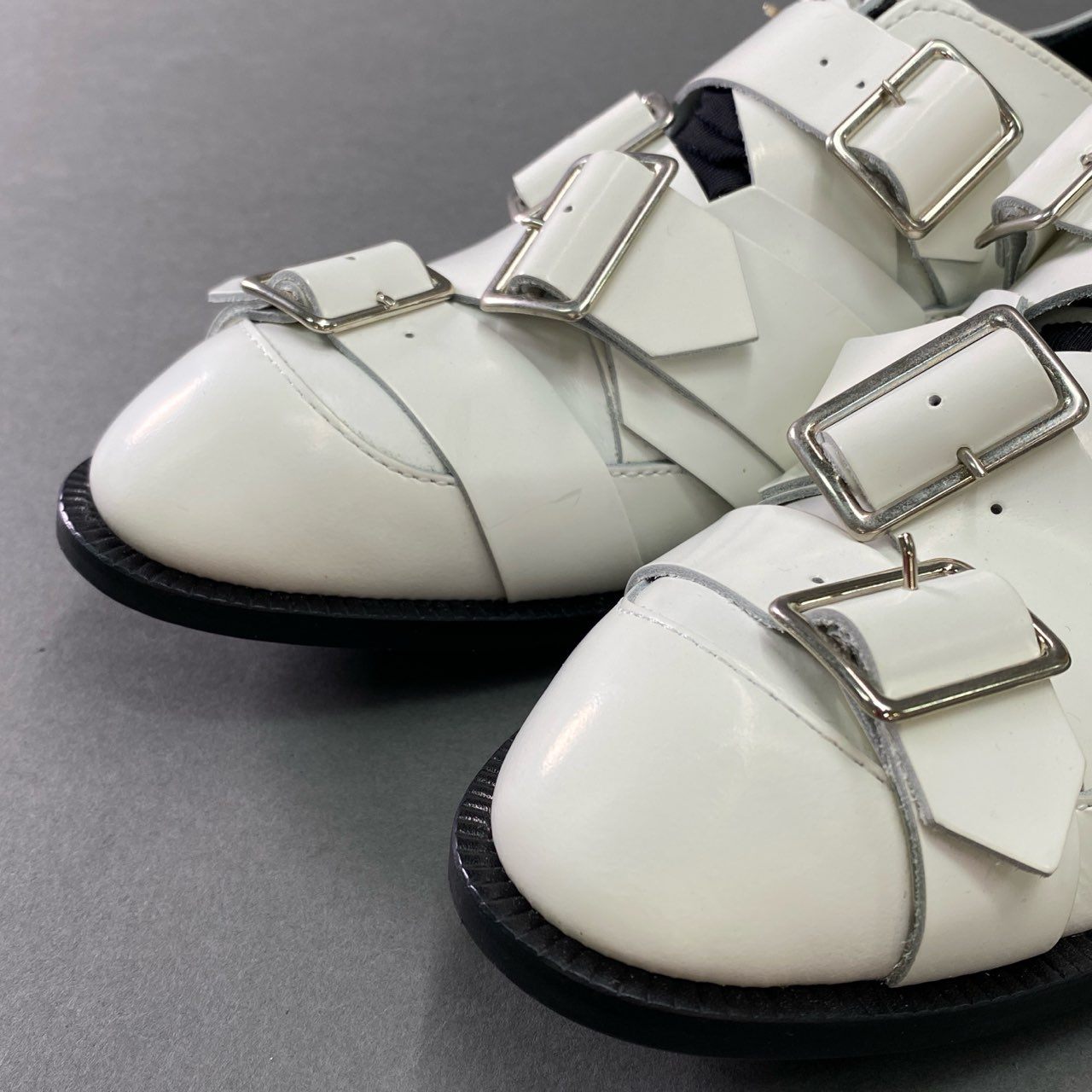 1b7 COMME des GARCONS コムデギャルソン モンスター期 多重ベルトシューズ 24.5cm ホワイト レザー イタリア製 箱付き