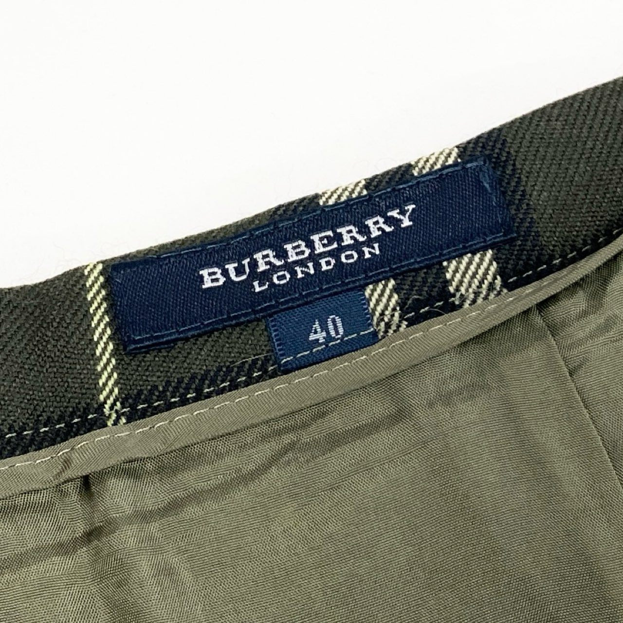 Ic18 BURBERRY LONDON バーバリー タックプリーツスカート ロングスカート ノバチェック レディース 女性服 サイズ40 グリーン系 カーキk02i
