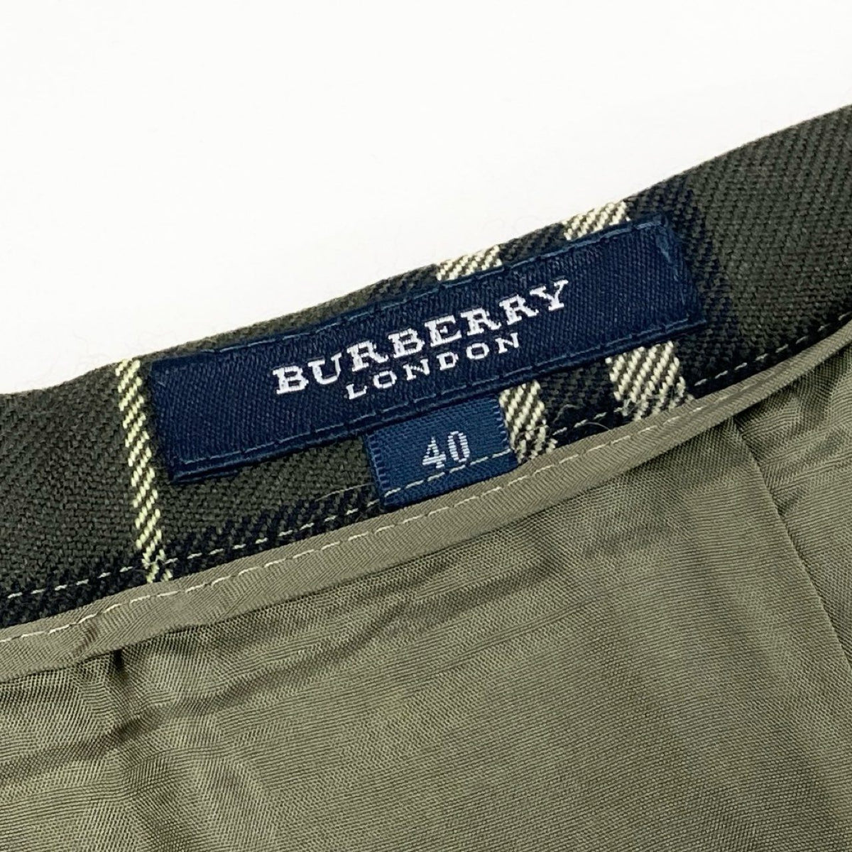Ic18 BURBERRY LONDON バーバリー タックプリーツスカート ロングスカート ノバチェック レディース 女性服 サイズ40 グリーン系 カーキk02i