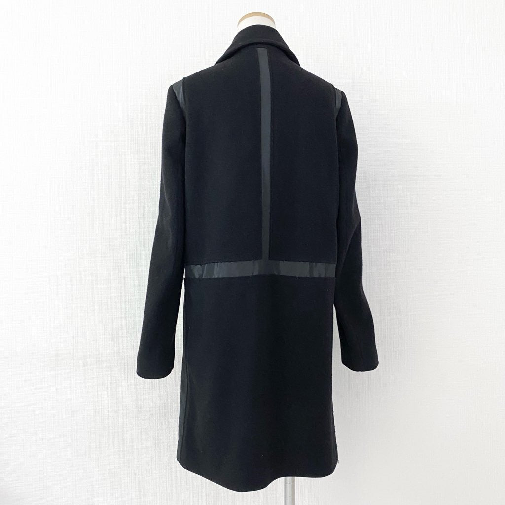 49g6 Maison Margiela メゾンマルジェラ ウールカシミヤ切替 チェスターコート アウター ダブルブレスト 51AA010545203 38 ブラック イタリア製