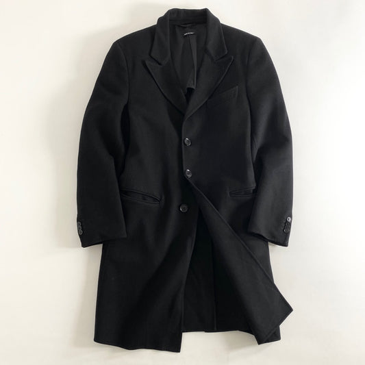 85h28 イタリア製 GIORGIO ARMANI ジョルジオアルマーニ カシミヤコート チェスターコート ロングコート サイズ46 ブラック カシミヤ100% メンズ 紳士服