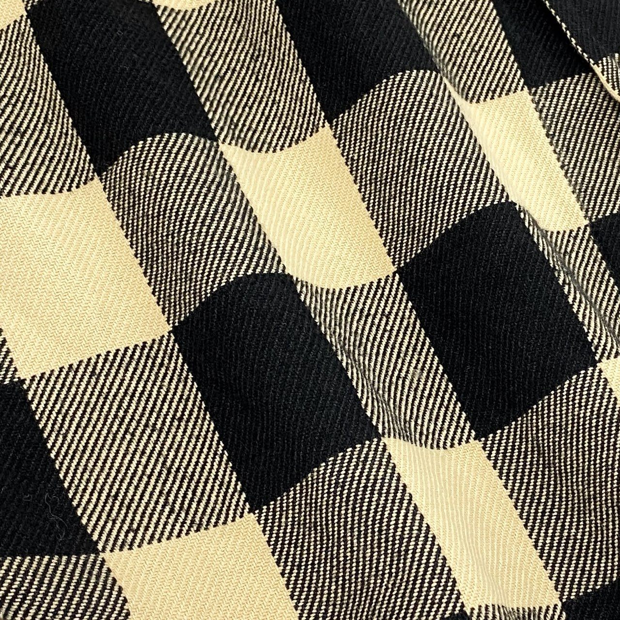 13f7 POLO RALPH LAUREN ポロラルフローレン フラップポケット コットンネルシャツ 長袖シャツ ブロックチェック オーバーサイズ Mサイズ 165 ベージュ ブラック コットン メンズ