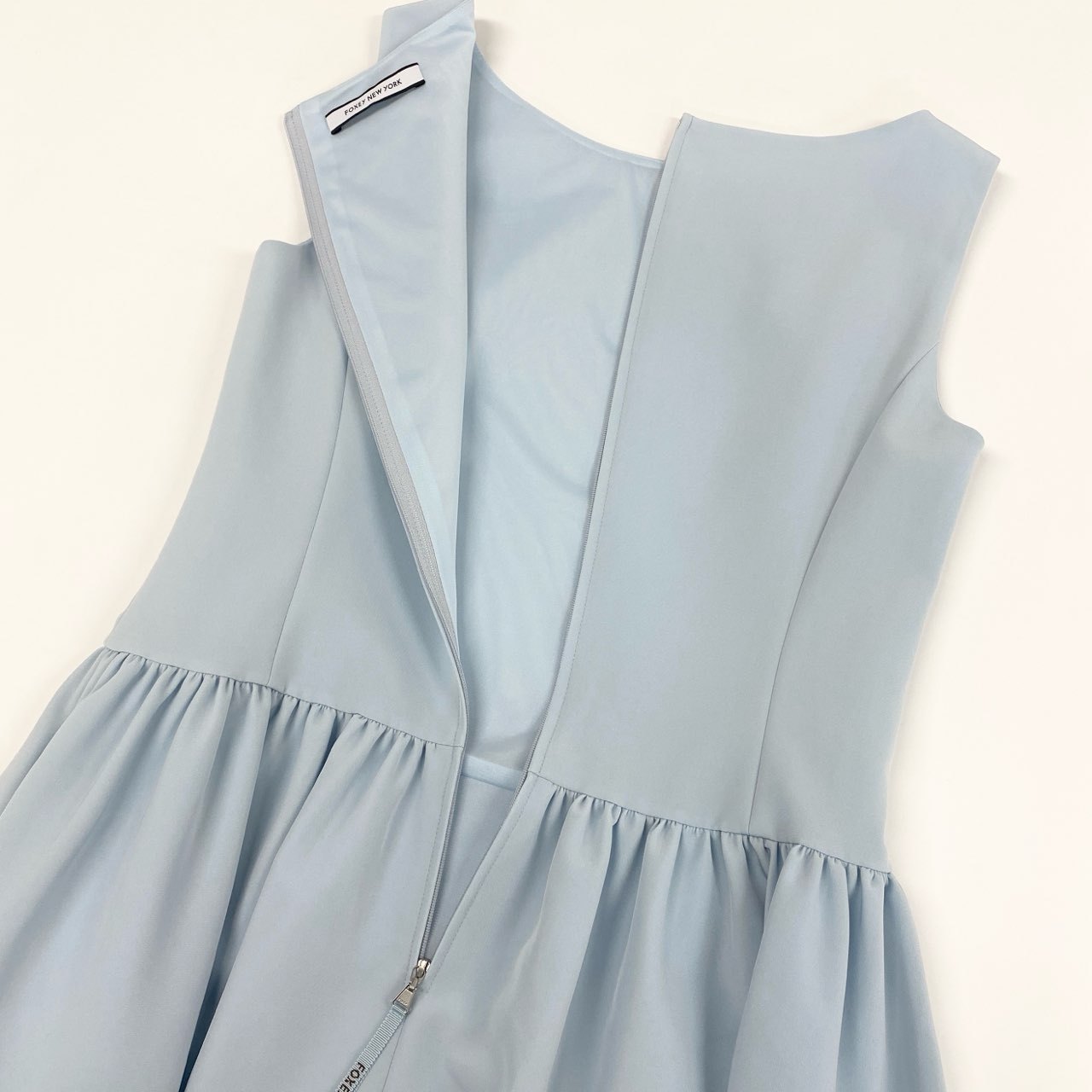 69k20 定価¥70,400 FOXEY NEW YORK フォクシー ニューヨーク Dress Timeless タイムレス ギャザーワンピース ドレス 40576 40 ベビーブルー ノースリーブ 日本製