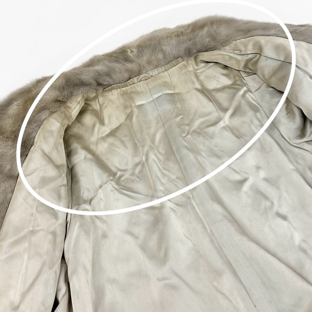 71L15 SAGA MINK サガミンク 銀サガ レアデザイン サファイアミンク ロングコート サイズF シルバーグレー 最高級本毛皮 MINK FUR ポケット有t18r