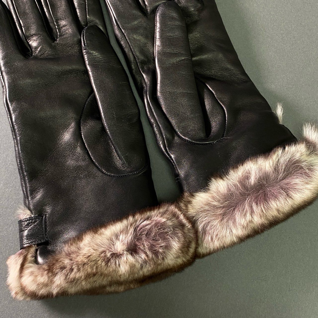 a17 VALENTINO GARAVANI ヴァレンティノ ガラヴァーニ ファーコンビ カシミヤ100 レザーグローブ ブラック 手袋 イタリア製 箱付き