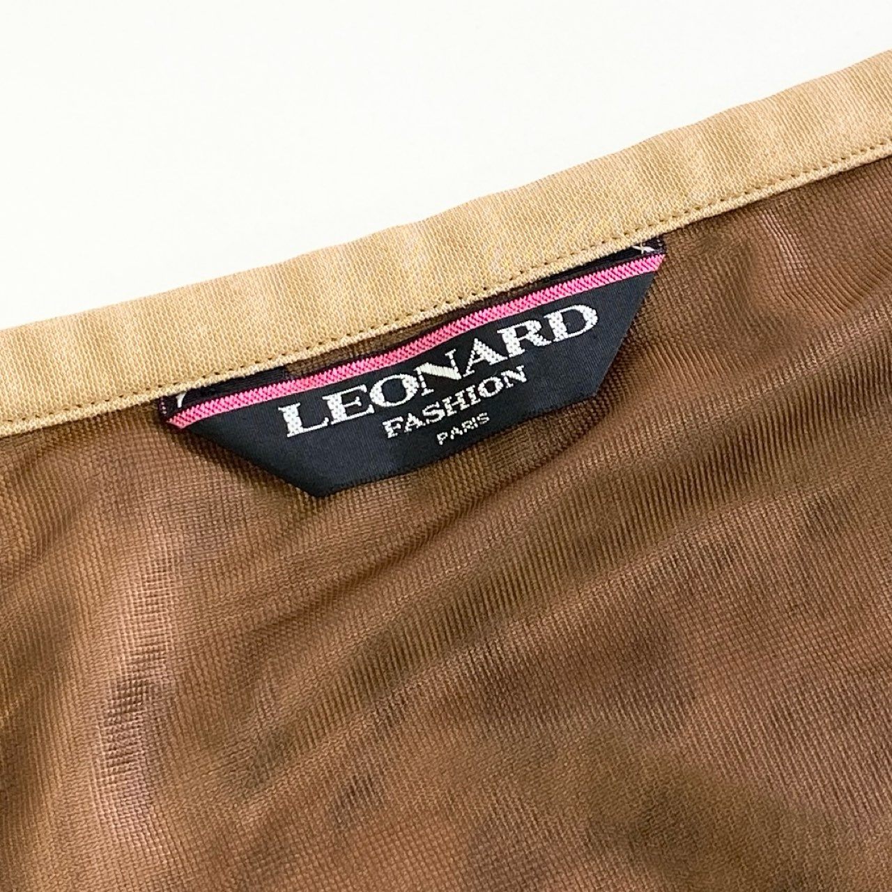 31j17 LEONARD レオナール フレアスカート 膝丈スカート 0352201 サイズ76 ブラウン系 レオパード コットン100% レディース 日本製
