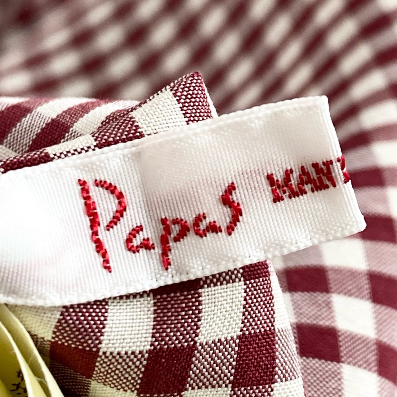 77d12 日本製 Papas パパス 長袖シャツ ボタンダウンシャツ チェックシャツ M レッド×ホワイト 絹 シルク100% メンズ 紳士服