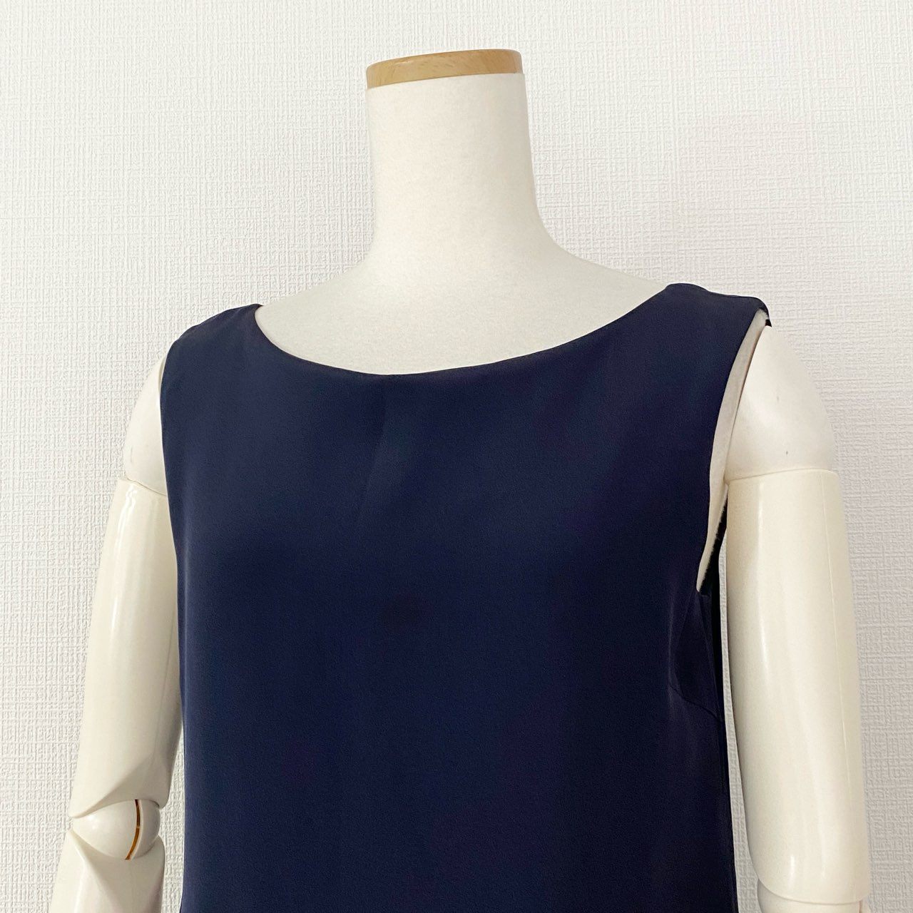 75j2 FOXEY フォクシー ノースリーブワンピース ドレスワンピース シルクワンピース 29035 サイズ38 ミッドナイトブルー シルク100% レディース 日本製