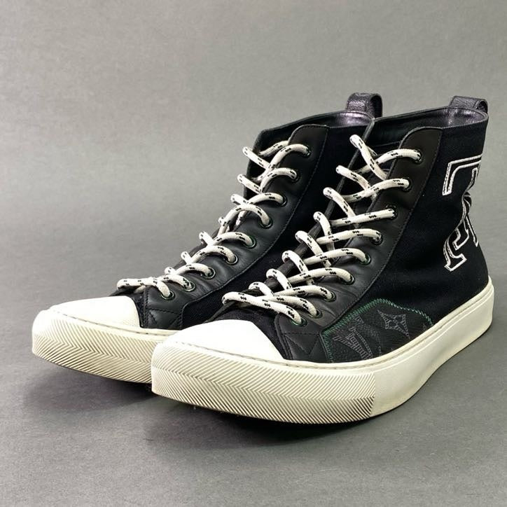 4f4 LOUIS VUITTON ルイヴィトン タトゥーライン LV ハイカットスニーカー 8 ブラック シューズ イタリア製