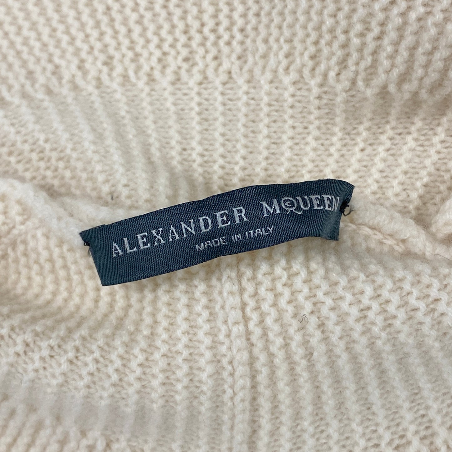 16h9 ALEXANDER McQUEEN アレキサンダーマックイーン ニットカーディガン 変形 カシミヤ ウエストリボン XS アイボリー レディース イタリア製k02i