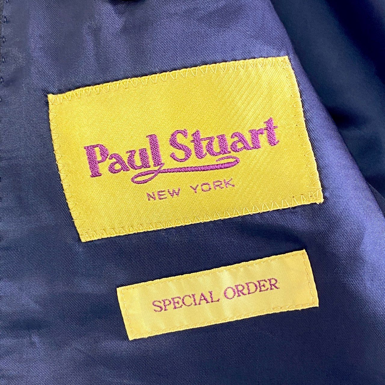 4j17 《美品》 Paul Stuart ポールスチュアート SPECIAL ORDER 日本製 セットアップ スーツ ビジネス◎ フォーマル◎ ジャケット パンツ ネイビー ウール